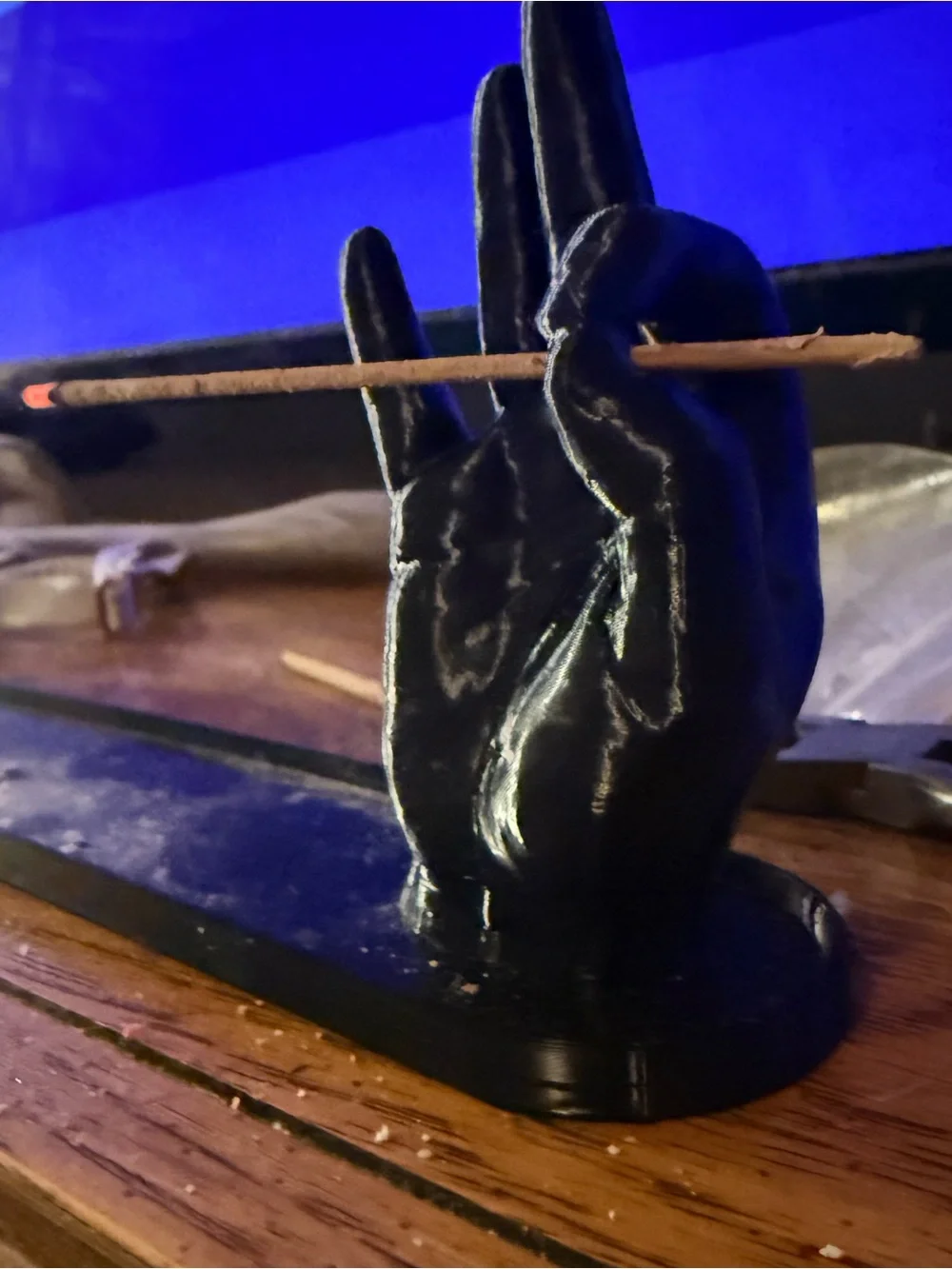 Black Hand Incense Holder - Sleek Decorative Stand